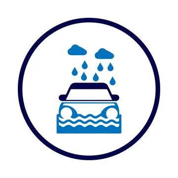 Car, flood, disaster, icon, cloud, rain, car flood disaster icon Stock Illustration