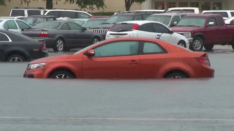 Car in Flood Stock Footage 22918393