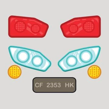 Car front and stop lamp vector element concept design template 스톡 일러스트