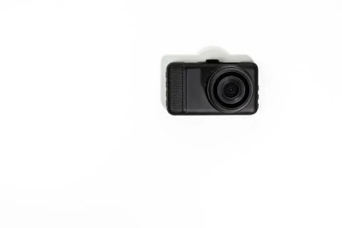 Car front camera recorder, DVR on white background, isolated. Stock Photos