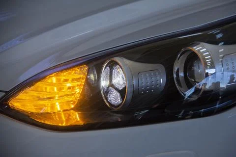 Car front lights Stock Photos