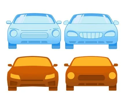 Car front view icon. Flat vector. Isolated on a white background. Stock Illustration