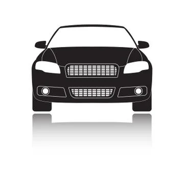 Car front view icon or sign. Vector illustration of vehicle with shadow. Flat de Stock Illustration