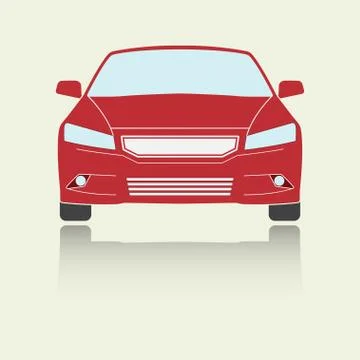 Car front view icon or sign. Colorful vector illustration of vehicle. Flat desig Stock Illustration