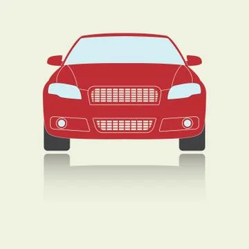 Car front view icon or sign. Colorful vector illustration of vehicle. Flat desig Stock Illustration