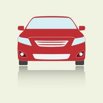 Car front view icon or sign. Colorful vector illustration of vehicle. Flat desig Stock Illustration