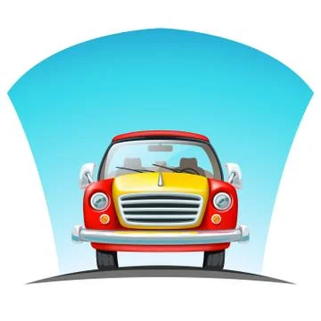 Car front view on road Stock Illustration
