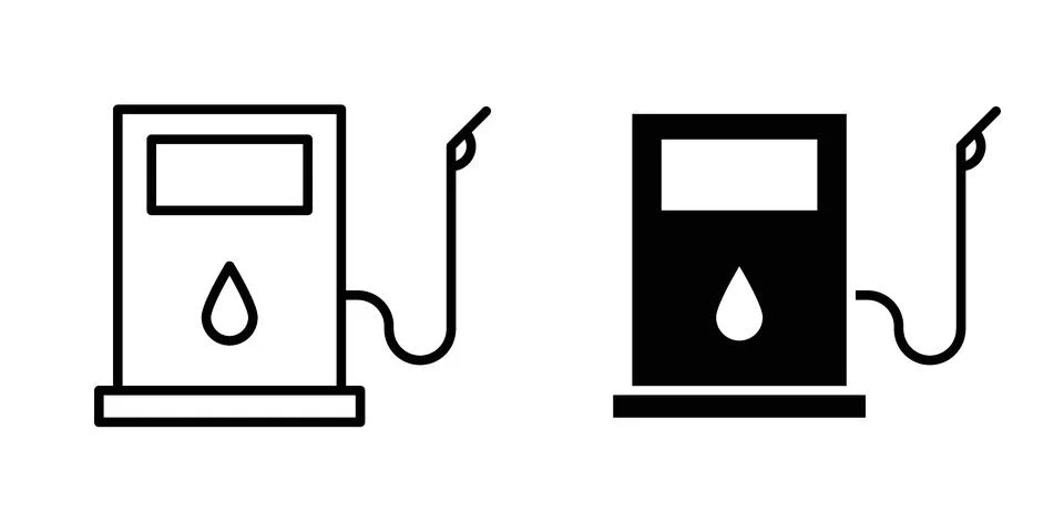 Car fuel icon vector concepts, line and silhouette style Stock Illustration
