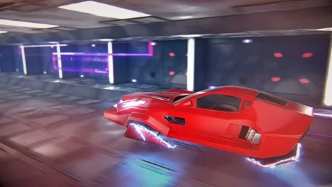 The car of the future goes through the tunnel Stock Footage 80466506