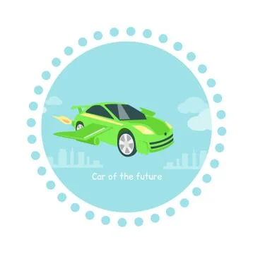 Car of Future Icon Flat Isolated Stock Illustration