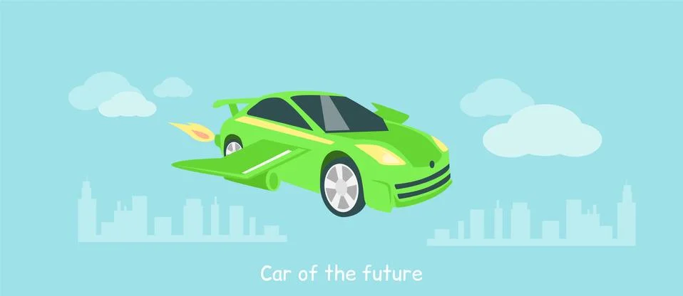 Car of Future Icon Flat Isolated Stock Illustration