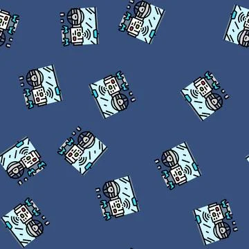 Car gaming console auto tainment vector seamless pattern Stock Illustration
