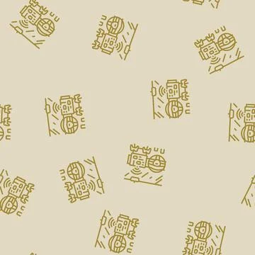 Car gaming console auto tainment line seamless pattern Stock Illustration