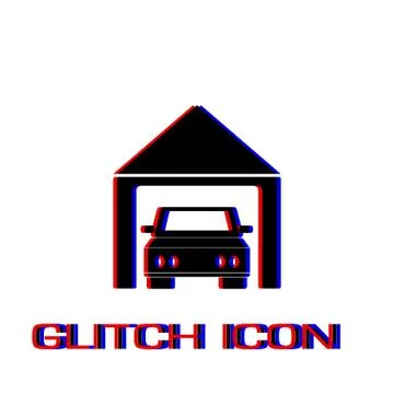 Car garage icon flat Stock Illustration
