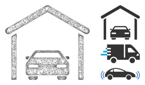 Car Garage Polygonal Web Vector Mesh Illustration 库存插图