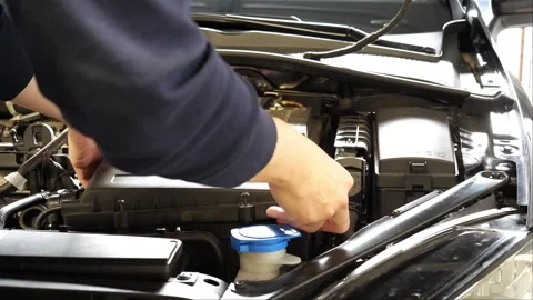Car in the garage showing its engine and components while the camera is panning Stock-Footage 268355813