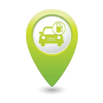 Car with gas  station iconmap pointer green Stock Illustration