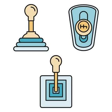 Car gearbox icon set vector color イラスト素材