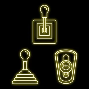 Car gearbox icon set vector neon 스톡 일러스트