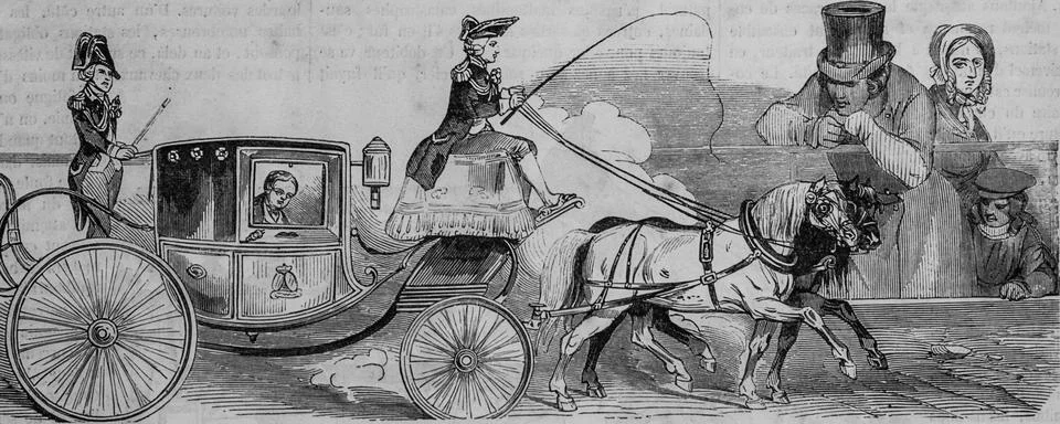 Car of the General Tom Pouce, table of Paris by Edmond Texier, Publisher Paul Stock Illustration