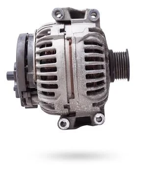 Car generator, car electrical network element on white background, generato.. Foto stock