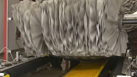 Car Getting Dried Off Coming Out of Car Wash Stock Footage 102401331