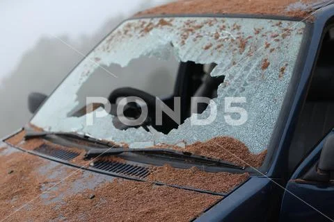 Car glass breaking in blast