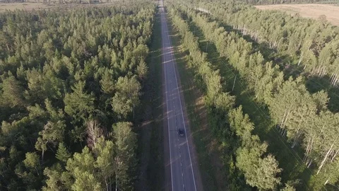 Car goes on road 4k Stock Footage 72293825