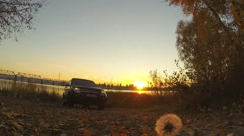 The Car Goes On The Road. Work To Bring In Heavy Conditions Stock Footage 56435905