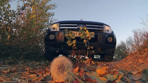 The Car Goes On The Road. Work To Bring In Heavy Conditions Stock Footage 56435916