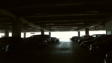 The car goes through a multi-storey overground parking Stock Footage 64455777