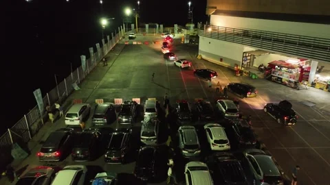 CAR GOING INSIDE OF MERAK PORT, BANTEN, INDONESIA Stock Footage 239380425