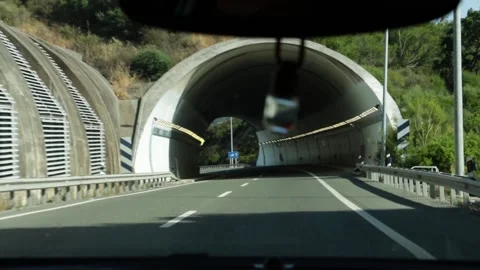 Car going through a tunnel. View from inside the vehicle Stock Footage 219722132
