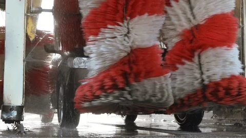 Car Going Through Wash 02 (Slow-motion) Stock Footage 87841106