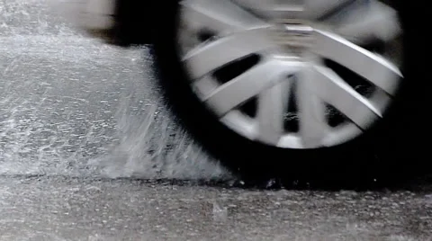 Car Going Through Water. Slow Motion Stock Footage 55034651