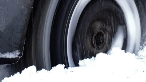 Car got stuck in the deep snow Video stock 85308742