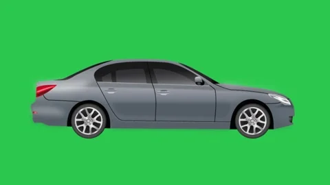 Car on a green background. Cute 2d Cartoon Car animation loop Stock Footage 284052435