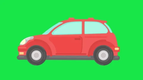 Car on a green background. Cute 2d Cartoon Car animation loop Stock Footage 284052436