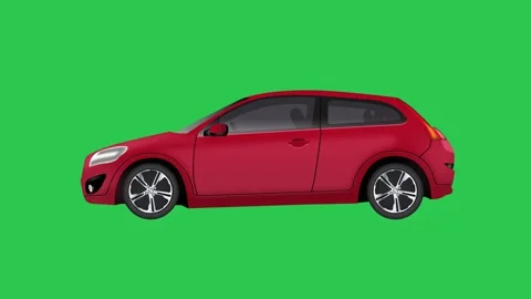 Car on a green background. Cute 2d Cartoon Car animation loop Stock Footage 284052471