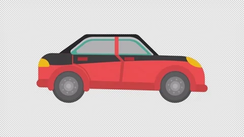Car on a green background. Cute 2d Cartoon Car animation loop Stock Footage 284052578