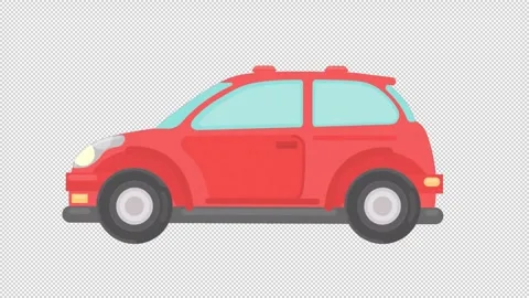 Car on a green background. Cute 2d Cartoon Car animation loop Stock Footage 284052594