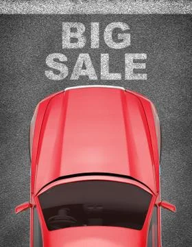 Car on grey texture background Stock Illustration