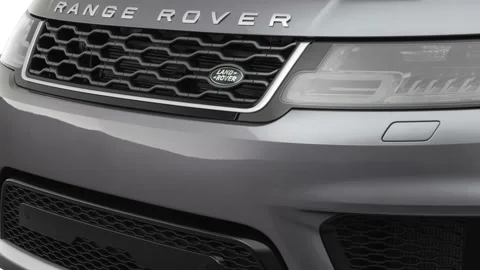 Car grille close up Eiger Grey Metallic 2020 Land Rover Range Rover Sport HSE Stock Footage 160091546