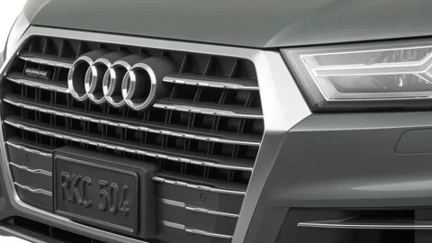 Car grille close up Graphite Gray Metallic 2017 Audi Q7 Premium 3.0 TFSI Stock Footage 159886345