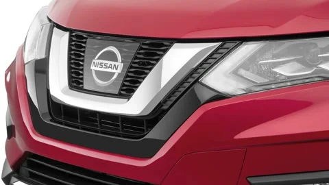 Car grille with emblem close up Palatial Ruby 2017 Nissan Rogue SL Hybrid Stock Footage 159932338