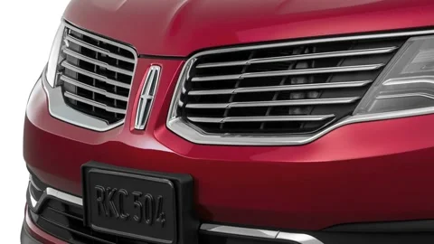 Car grille with emblem close up Ruby 2016 Lincoln MKX Reserve Stock Footage 159854014