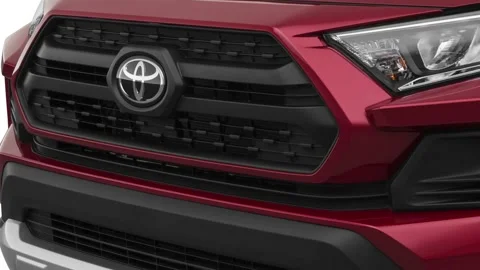 Car grille with emblem close up Ruby Flare Pearl 2019 Toyota RAV4 Adventure Stock Footage 160073045