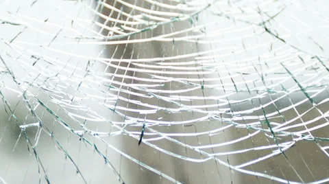 Car has cracked windshield after crashing into a telephone pole Video stock 33875131