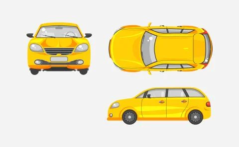 Car hatchback top, front, side view Stock Illustration