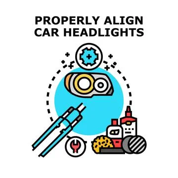 Car headlight alignment and maintenance vector concept Stock Illustration